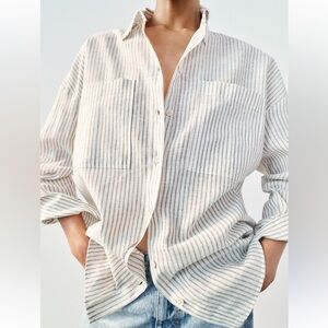 Striped shirt with metallic thread